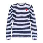 Comme des Garçons Play Topp med Randigt Mönster Blue, Dam