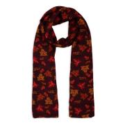 Gallo Burgundy Leaf Motif Scarf Multicolor, Unisex