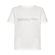 Saint Laurent T-shirt med logotyp White, Dam