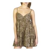 Aniye By Leopard Print Strappy Klänning - Beige Multicolor, Dam