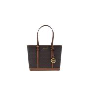 Michael Kors Brun Jet Set Tote Logo Print Brown, Dam