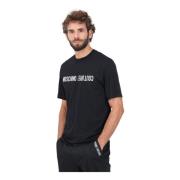 Moschino Svart kortärmad logobroderad T-shirt Black, Herr