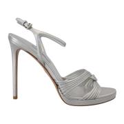 Prada Silver Stiletto Häl Sandaler Gray, Dam