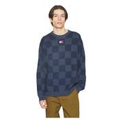 Tommy Jeans Skater Checkerboard Sweater Blue, Herr