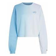 Tommy Jeans Dip Dye Signature Crew Hoodie Blue, Dam