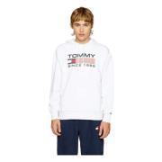 Tommy Jeans Reg Athletic Logo Hoodie Hoodie White, Herr