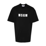 Msgm Logo Print Crew Neck T-shirt Black, Herr