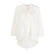 Victoria Beckham Silke Ruffle Skjorta Gul White, Dam