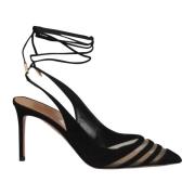 Aquazzura Mesh & Suede Slingback Pumps Black, Dam