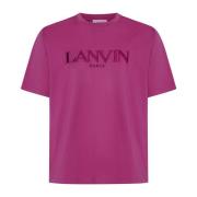 Lanvin Fuchsia Bomull T-shirt med Broderat Logotyp Pink, Herr