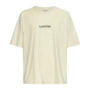 Lanvin Ljusgul bomullst-shirt med bouclette-logotyp Beige, Herr