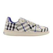 Burberry Check Canvas Sneakers Snörning Gummisula Beige, Herr