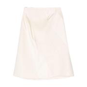 Jil Sander Vit A-Linje Kjol Satin Finish Beige, Dam