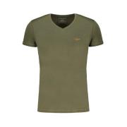 Aeronautica Militare Grön Bomull V-ringad T-shirt med Tryck Green, Her...