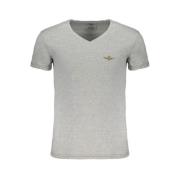 Aeronautica Militare Grå Bomull V-Ringad T-Shirt med Tryck Gray, Herr