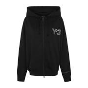 Y-3 Svart Logo Zip Hoodie Black, Dam