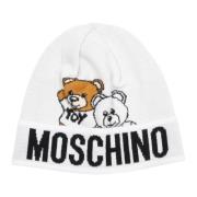 Moschino Abstrakt Multifärgad Teddybjörn Beanie White, Dam