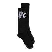 Palm Angels Monogram Strumpor Black, Herr