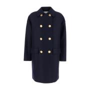 Harris Wharf London Golden Button Wool Mac Coat Blue, Dam