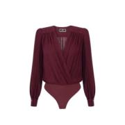 Elisabetta Franchi Bordeaux Viskos Body Blus Cb009 CG3 Red, Dam