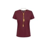 Elisabetta Franchi Bordeaux Kedja Guld T-shirt Ma009 CG3 Red, Dam