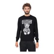 Moschino Svart Teddybjörn Crewneck Tröja Black, Herr