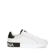 Dolce & Gabbana Vita Läder Logo Patch Sneakers White, Herr