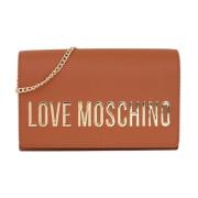 Love Moschino Brun Axelväska med Metalliskt Logotyp Brown, Dam