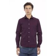 Baldinini Elegant Bordeaux Slim Fit Skjorta Purple, Herr