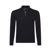 Oscar Jacobson Marinblå Half-Zip Stickad Tröja Blue, Herr