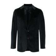 Lardini Marinblå Sammet Corduroy Blazer Black, Herr