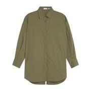 Closed A-linje Poplin Blus med Dold Slits Green, Dam