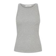 Gestuz Ljusgrå Melange Slim Fit Top Gray, Dam