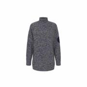 Elisabetta Franchi Blå Vit Lång Turtleneck Sweater Blue, Dam