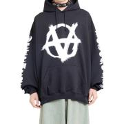 Vetements Anarki Hoodie med Upp-och-Ner-tryck Black, Herr