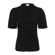 Saint Tropez Elegant Rynkad Svart Blus Black, Dam