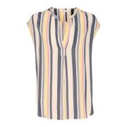 Part Two Multi Stripe V-Ringad Blus Bjarkapw Multicolor, Dam