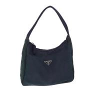 Prada Vintage Pre-owned Nylon handvskor Blue, Dam