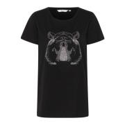 Cream Svart T-shirt med nitar Black, Dam