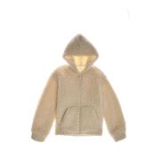 Helmut Lang Fluffy Shearling Hooded Coat White, Dam