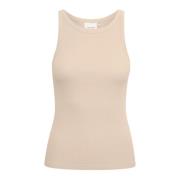 Gestuz Räfflad Cashmere Top Beige, Dam