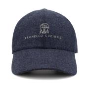 Brunello Cucinelli Sportig Baseballkeps i Fina Material Blue, Herr