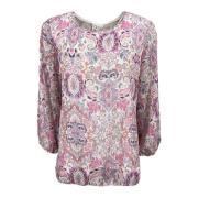 2-Biz Elegant Blus i Mjukt Material Multicolor, Dam