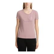 Emporio Armani EA7 Enfärgad Logo Strass T-shirt Pink, Dam