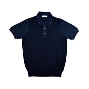 Ferrante Blå Crepe Kortärmad Polo Skjorta Blue, Herr