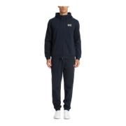 Emporio Armani EA7 Enfärgad Tracksuit med Huva och Fickor Blue, Herr