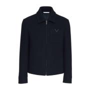 Valentino Navy Blue Wool Coat Blue, Herr