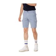 Mason's Slim Cargo Bermuda i Stretch Satin Blue, Herr