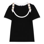 Balmain Kortärmad rund hals T-shirt Black, Dam