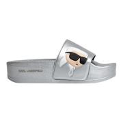 Karl Lagerfeld Silver Dam Flip Flops Kondo Maxi Gray, Dam